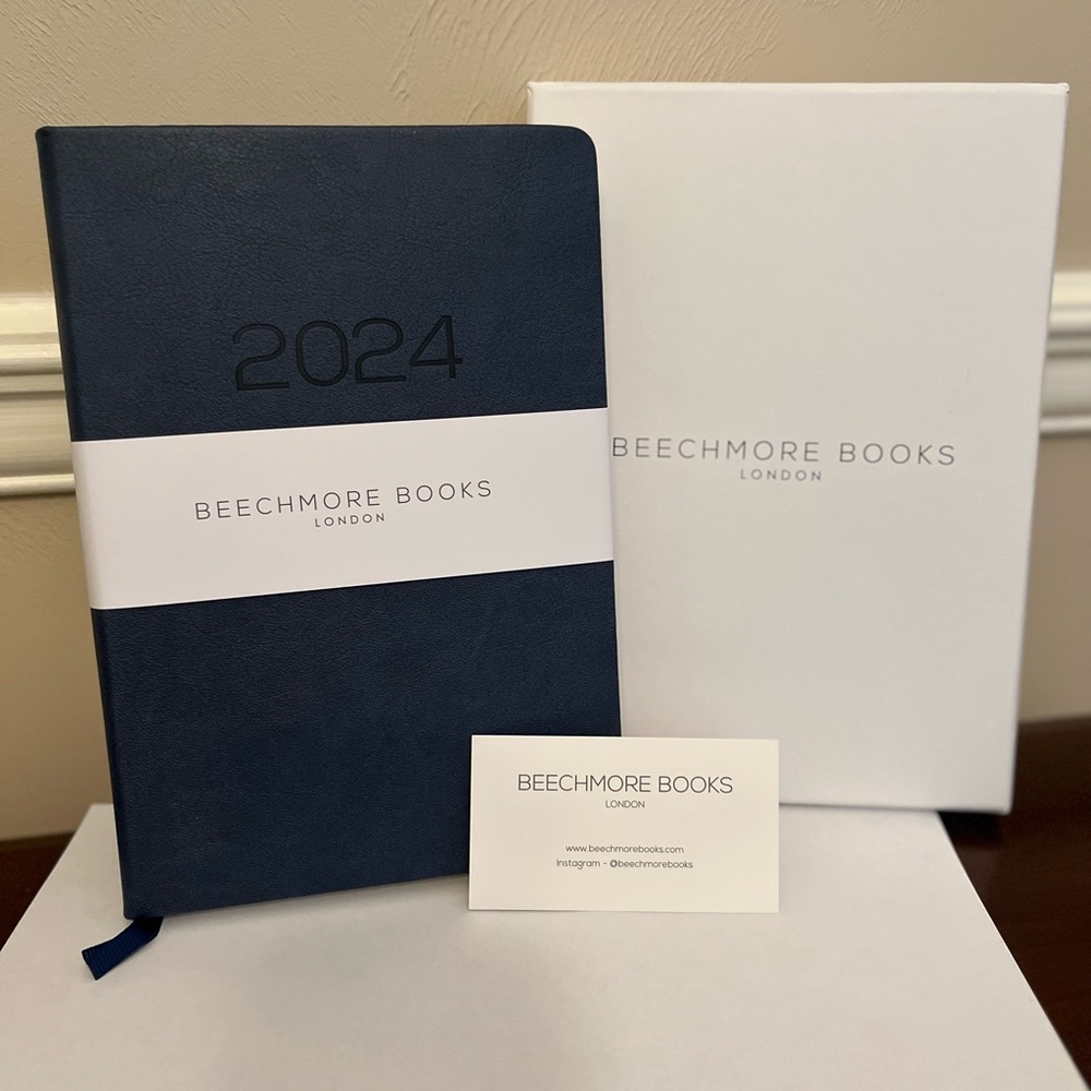 Beechmore Books 5.75" x 8.25" Blue Vegan Leather 2024 Planner